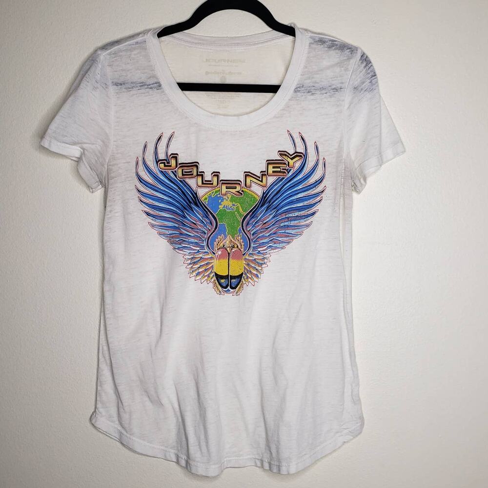 Journey| Scarab White Faded Burnout Tee